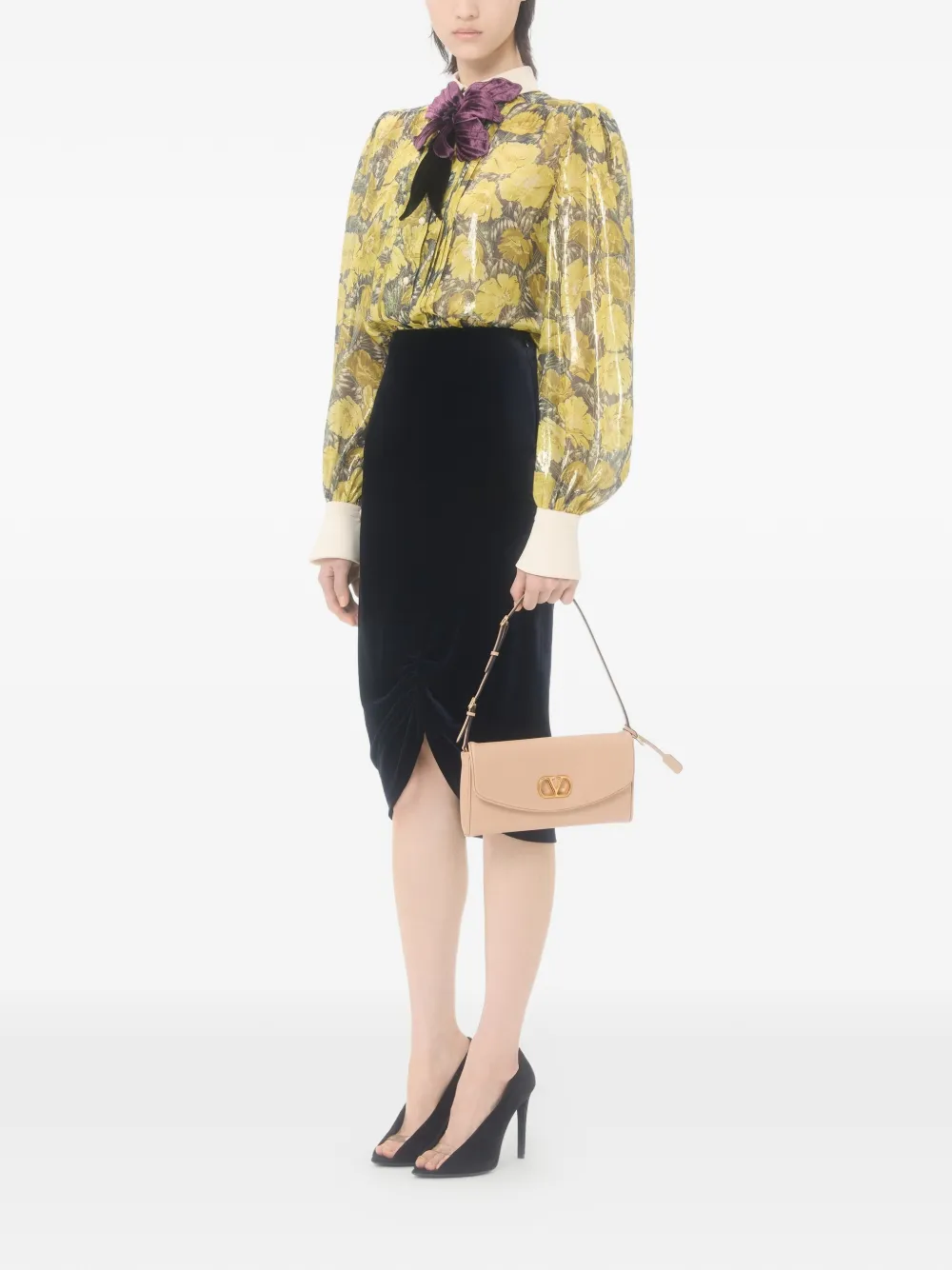 Valentino Garavani Fluwelen midi-rok Blauw