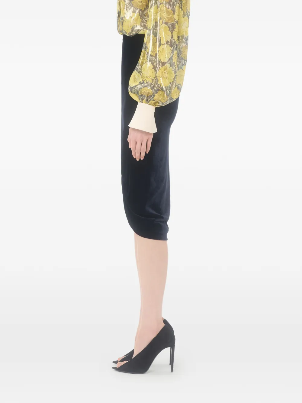 Valentino Garavani Fluwelen midi-rok Blauw