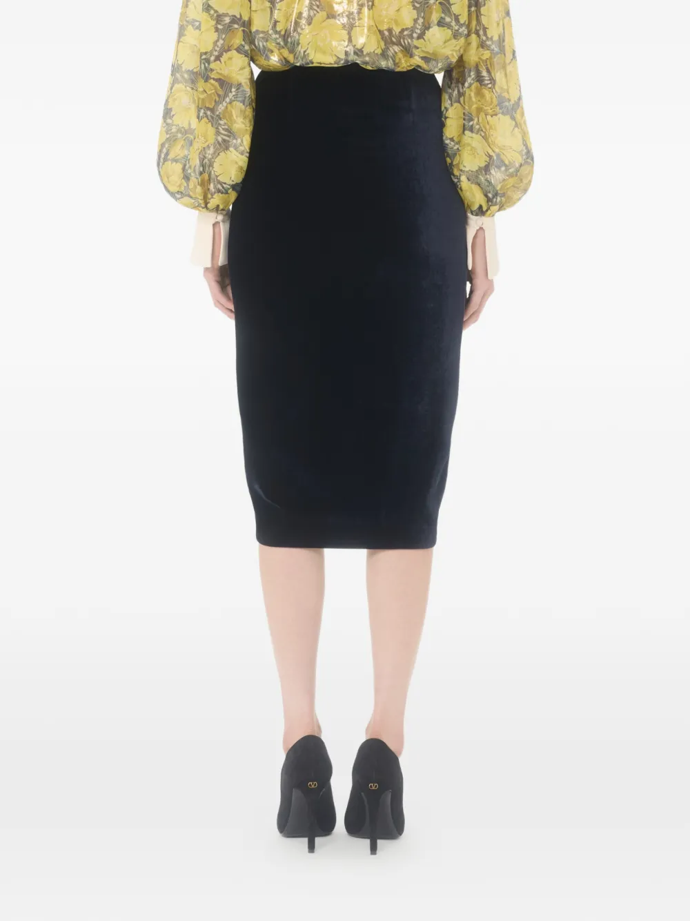 Valentino Garavani Fluwelen midi-rok Blauw