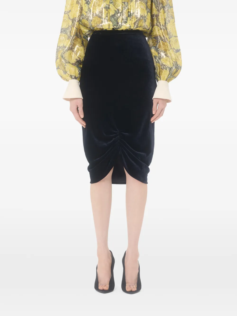 Valentino Garavani Fluwelen midi-rok Blauw