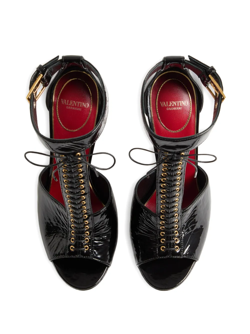 Valentino Garavani 105 mm Bustier Naplak sandalen Zwart