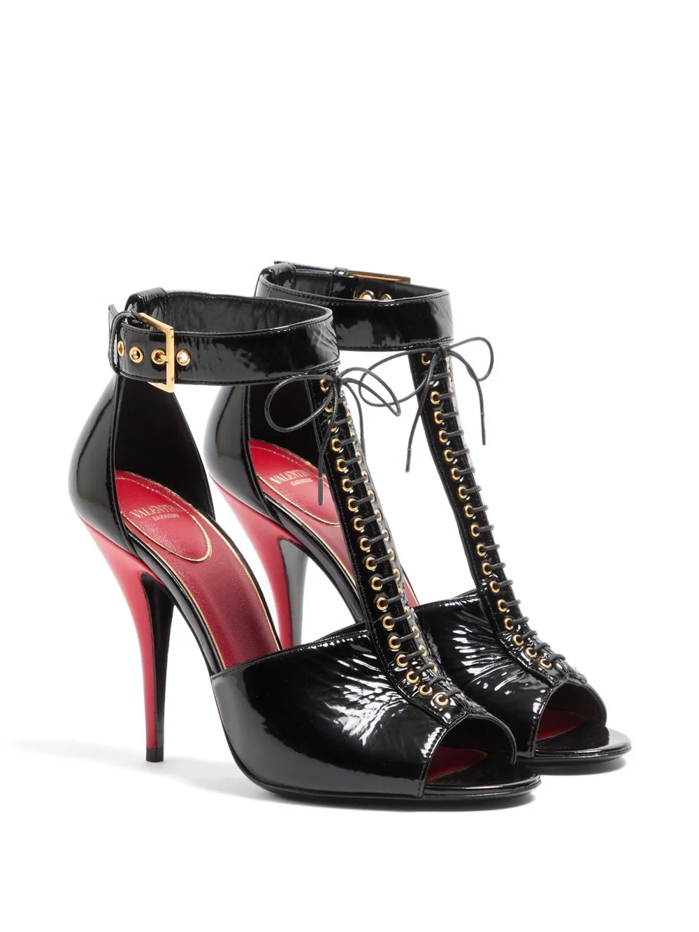 Valentino Garavani 105 mm Bustier Naplak sandalen Zwart