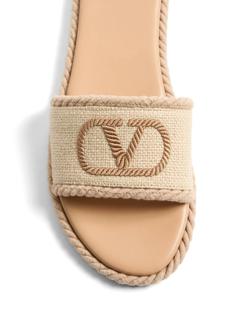 Valentino Garavani VLogo Torchon sandalen van linnen canvas Beige
