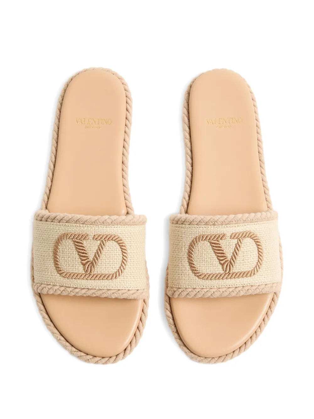 Valentino Garavani VLogo Torchon sandalen van linnen canvas Beige