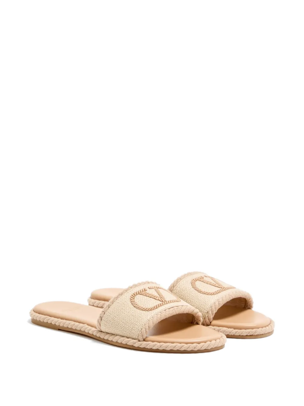 Valentino Garavani VLogo Torchon sandalen van linnen canvas Beige