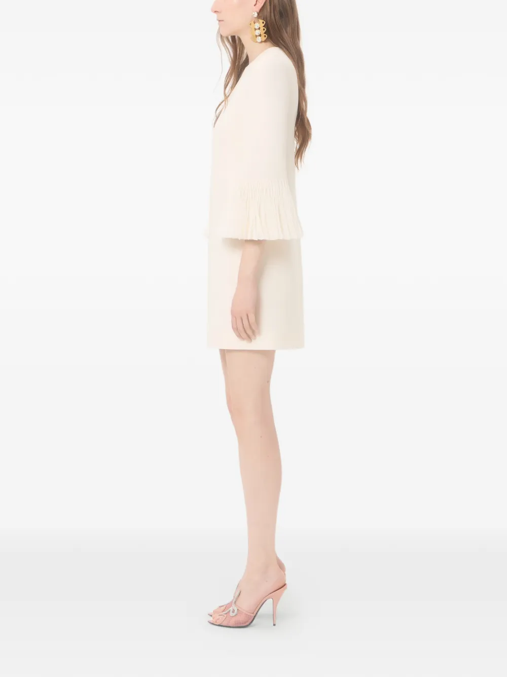 Valentino Garavani Crepe Couture mini-jurk met borduurwerk Beige