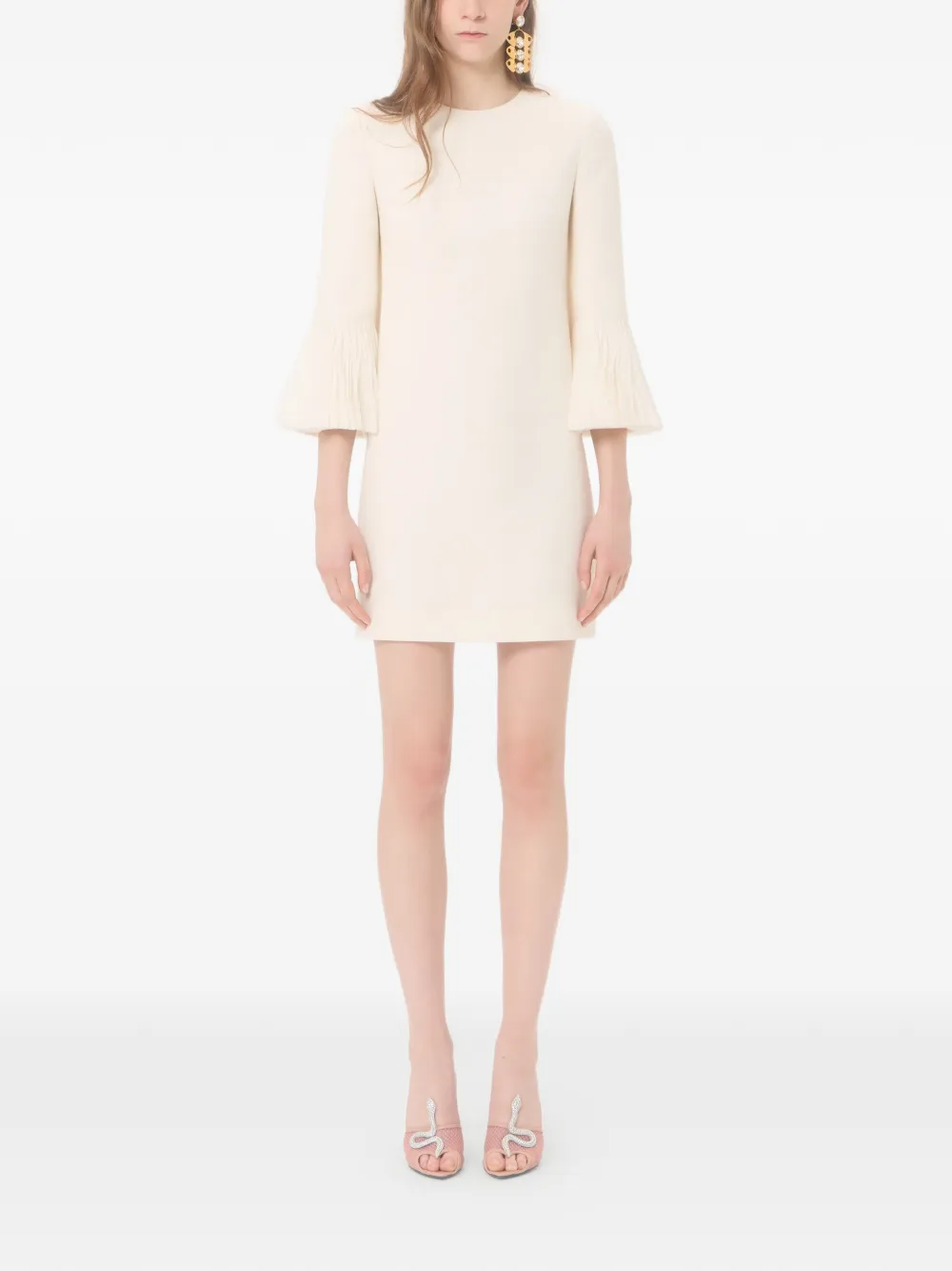 Valentino Garavani Crepe Couture mini-jurk met borduurwerk Beige
