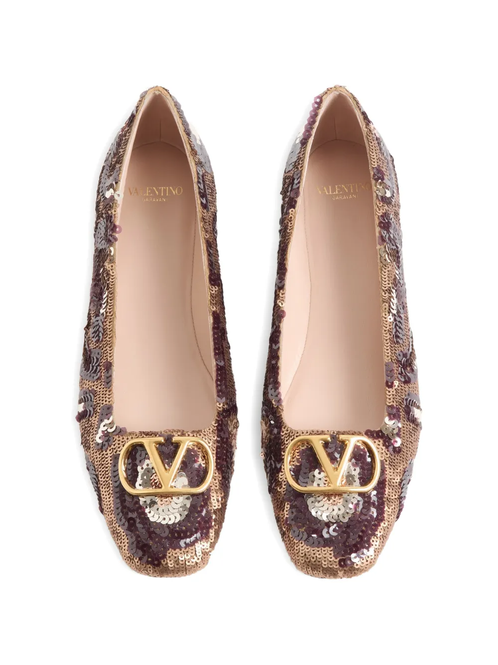 Valentino Garavani VLogo Signature ballerinas with animalier-print Goud