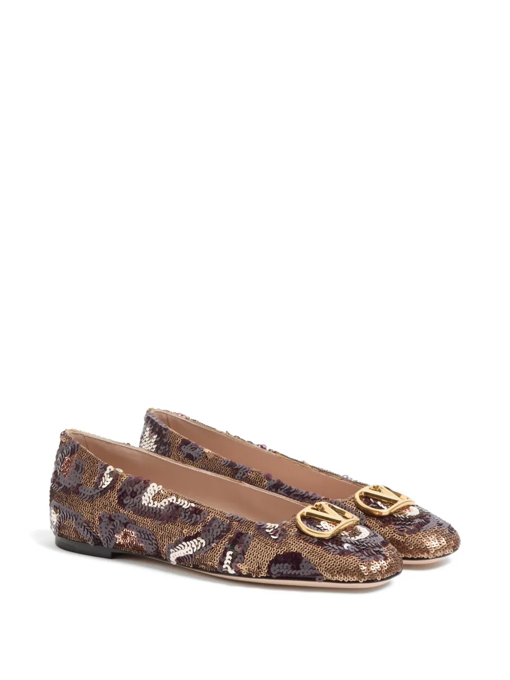 Valentino Garavani VLogo Signature ballerinas with animalier-print Goud