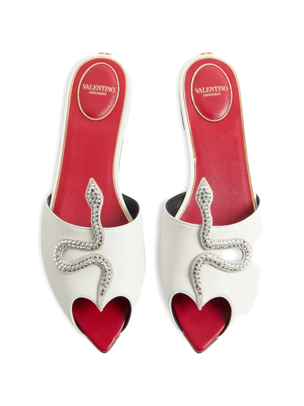 Valentino Garavani Coeur Vipère sandalen in kinderkalfsleer Wit