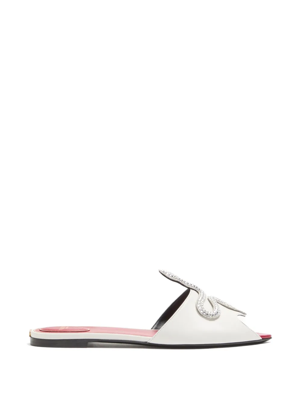 Valentino Garavani Coeur Vipère slide sandals in kidskin - White