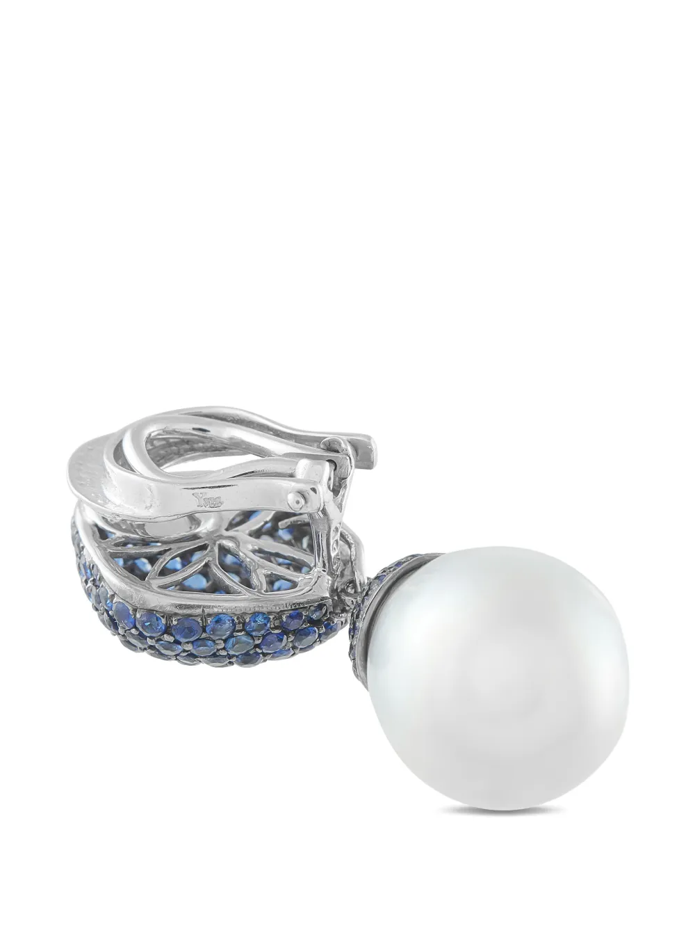 White-Gold Sapphire And Pearl Earrings