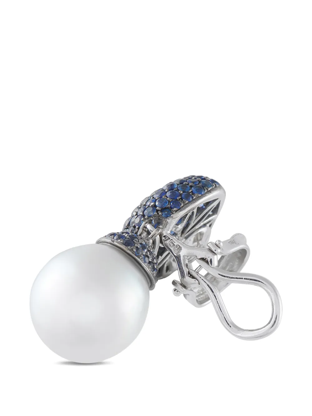 White-Gold Sapphire And Pearl Earrings