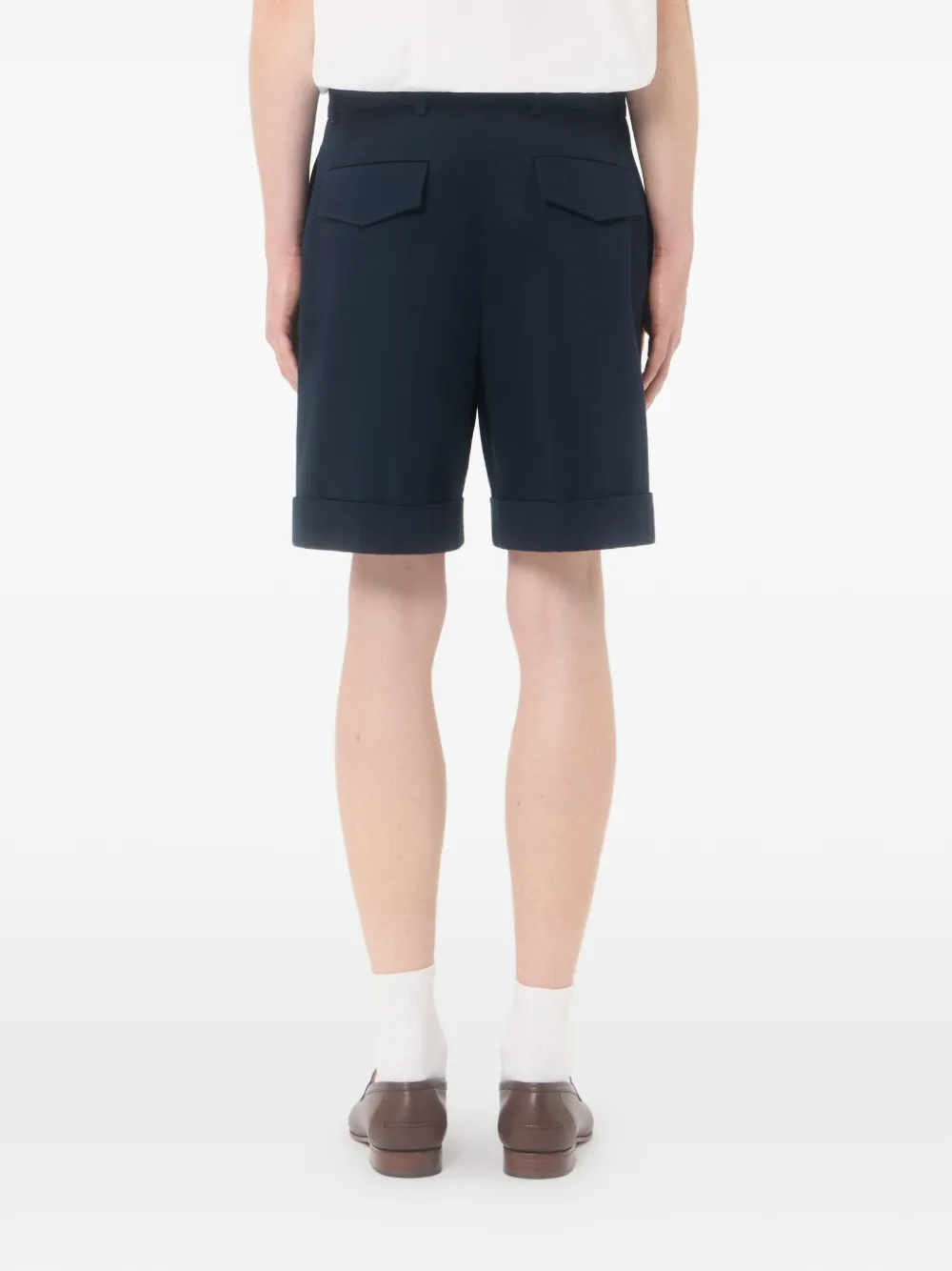 Valentino Garavani Katoenen gabardine bermuda shorts met omslag en VLogo borduurwerk Blauw