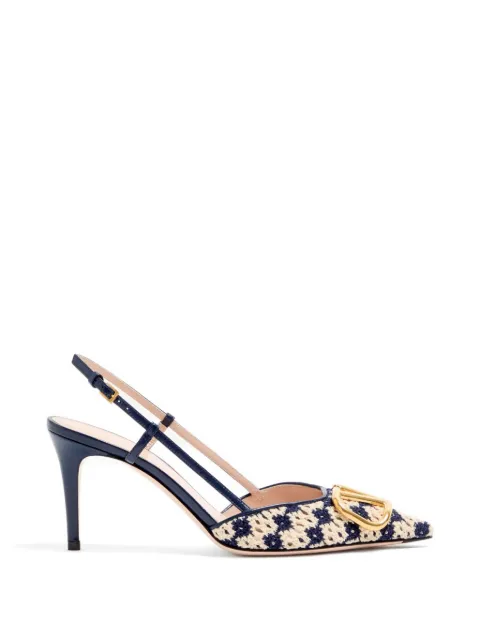 Valentino Garavani VLogo Signature slingback pumps in crochet fabric 80mm