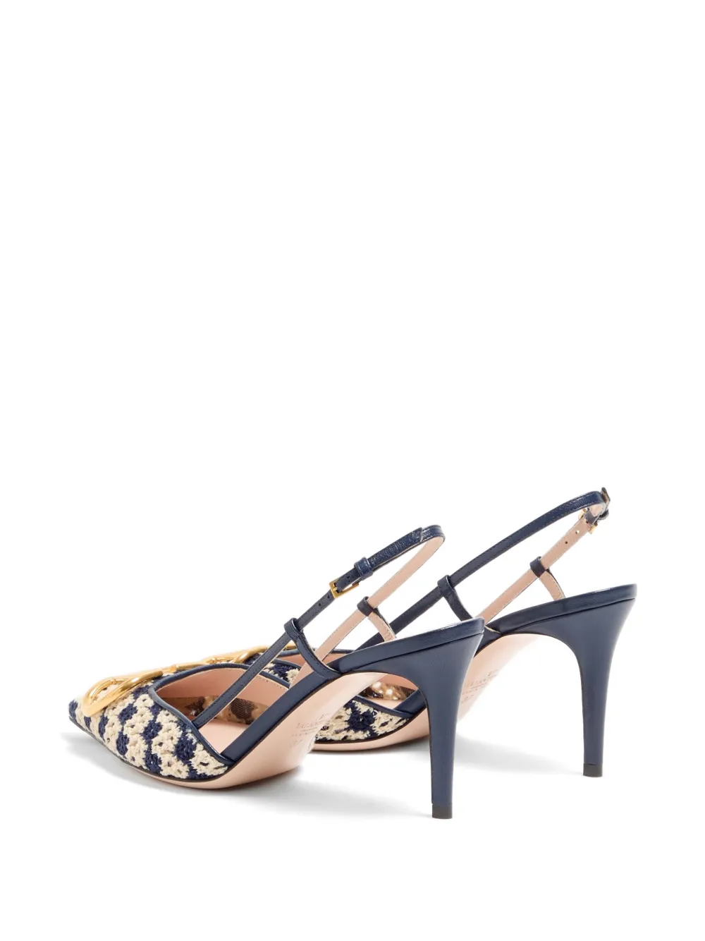 Valentino Garavani VLogo Signature slingback pumps van gehaakte stof Blauw