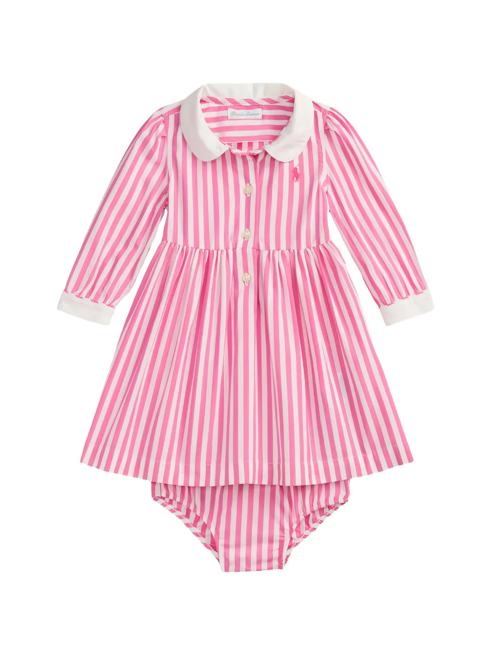 POLO RALPH LAUREN KIDS Kleid mit gestreiftem Bubikragen - Rosa