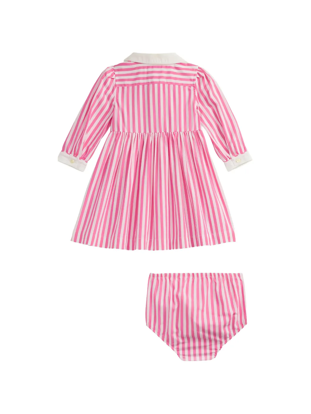 POLO RALPH LAUREN KIDS Gestreepte jurk met Peter Pan kraag Roze