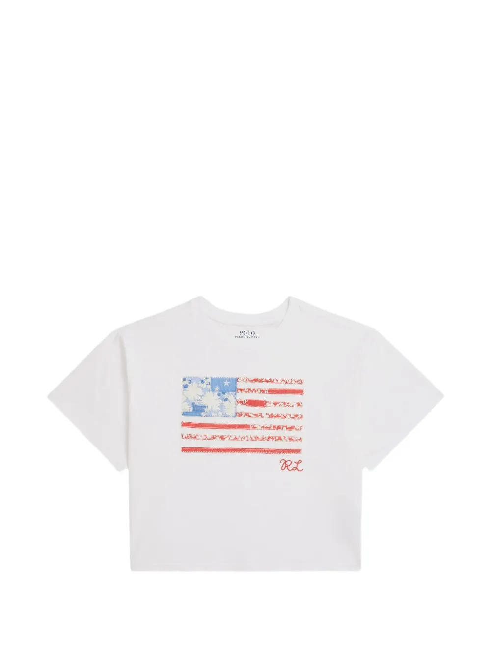 POLO RALPH LAUREN KIDS flag graphic T-shirt - Bianco
