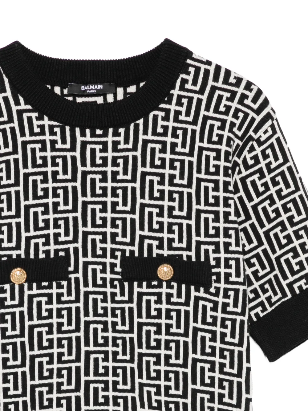  Balmain Kids Button Logo Knit Top - Black 
