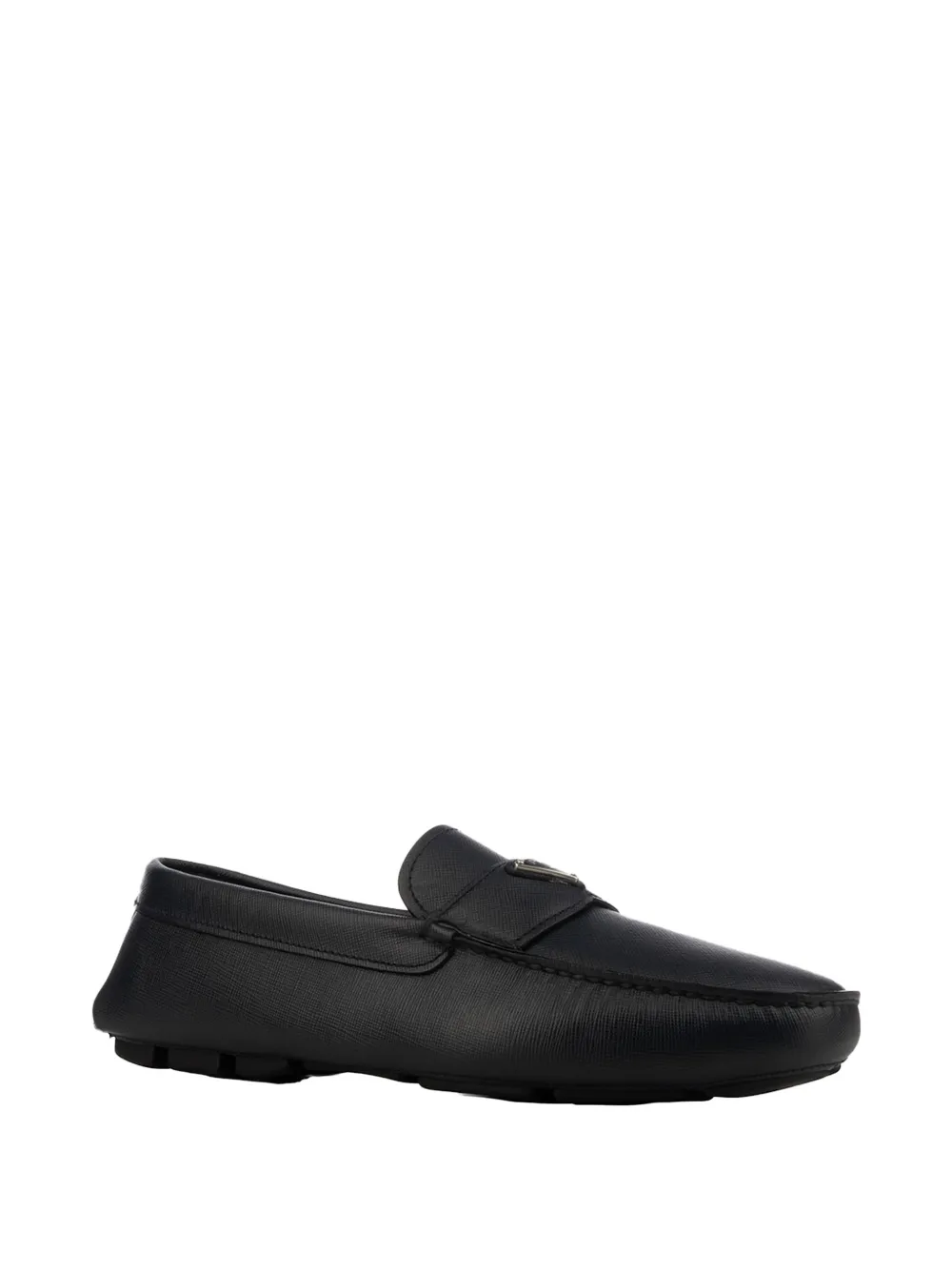 Prada Leren loafers met logo Zwart
