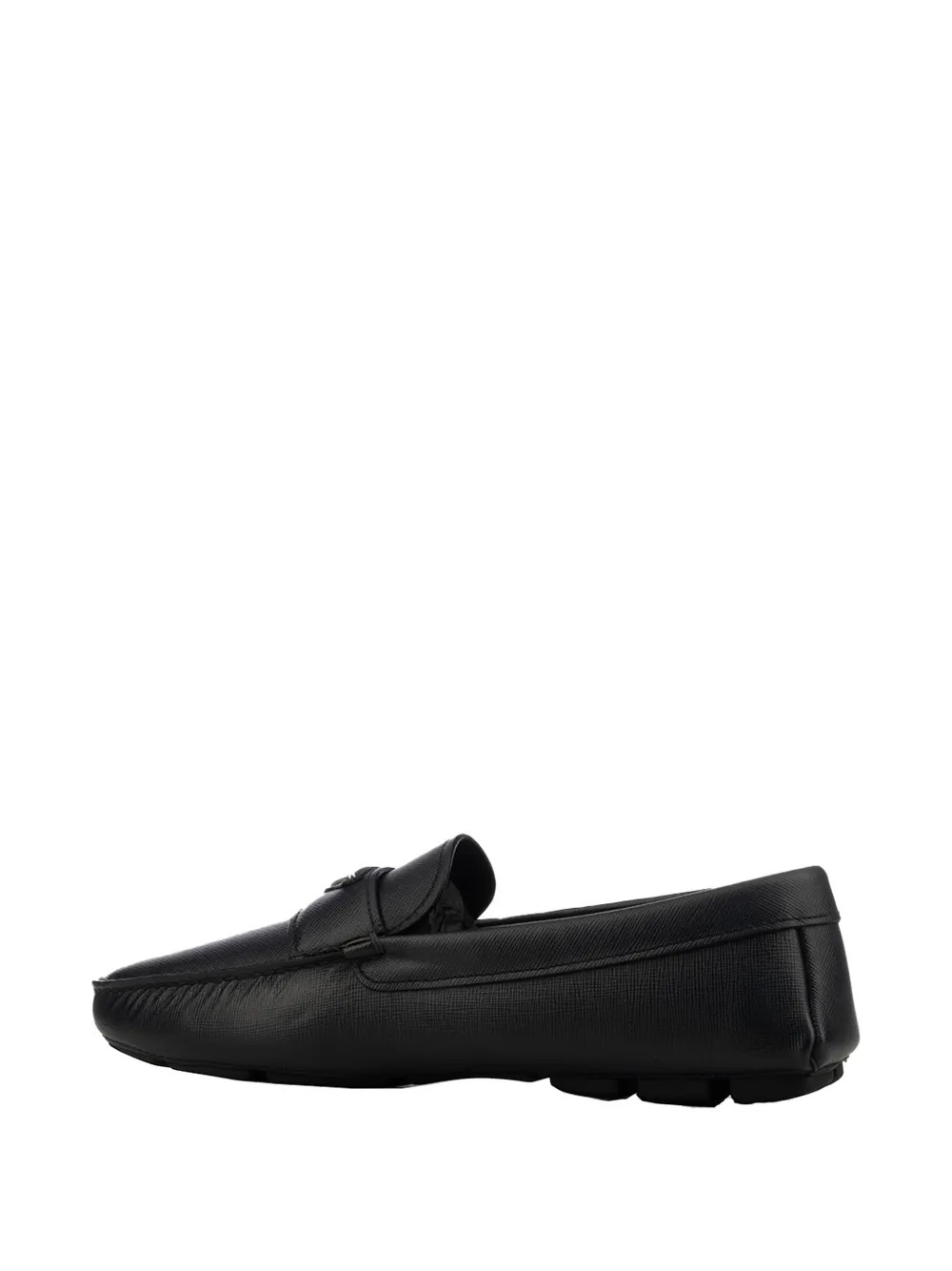 Prada Leren loafers met logo Zwart