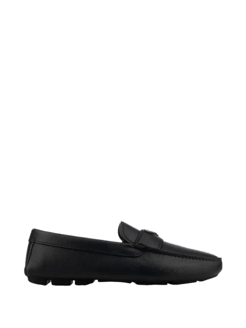 Prada logo leather loafers