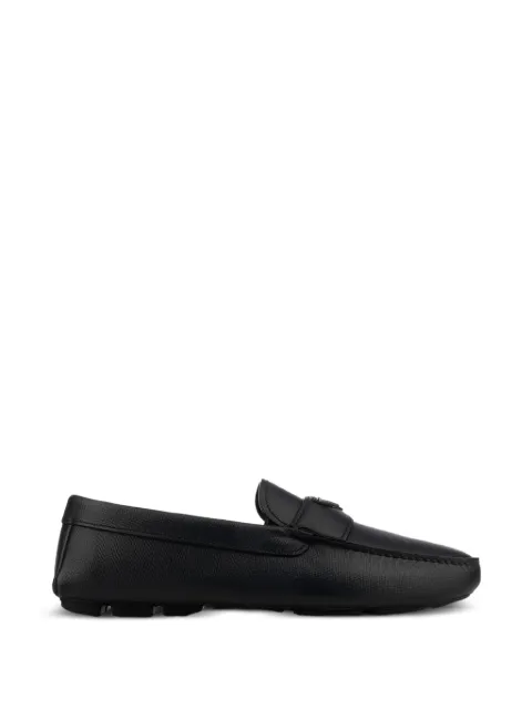 Prada logo leather loafers