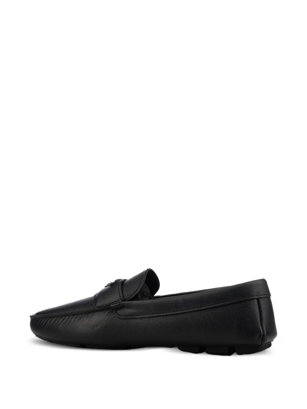  Prada Logo Leather Loafers - Black 