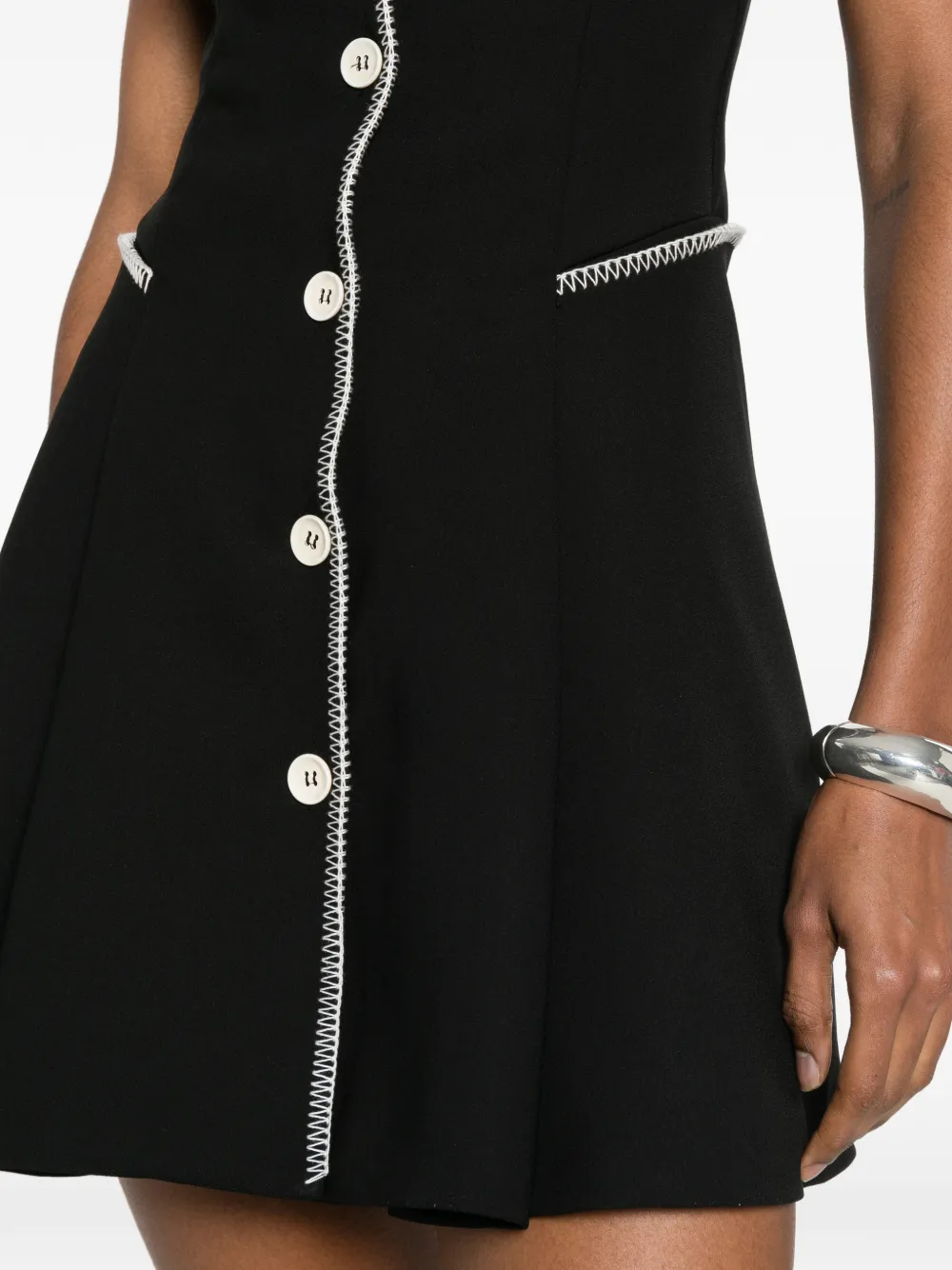 Stine Goya Button-up mini-jurk met afwerking Zwart