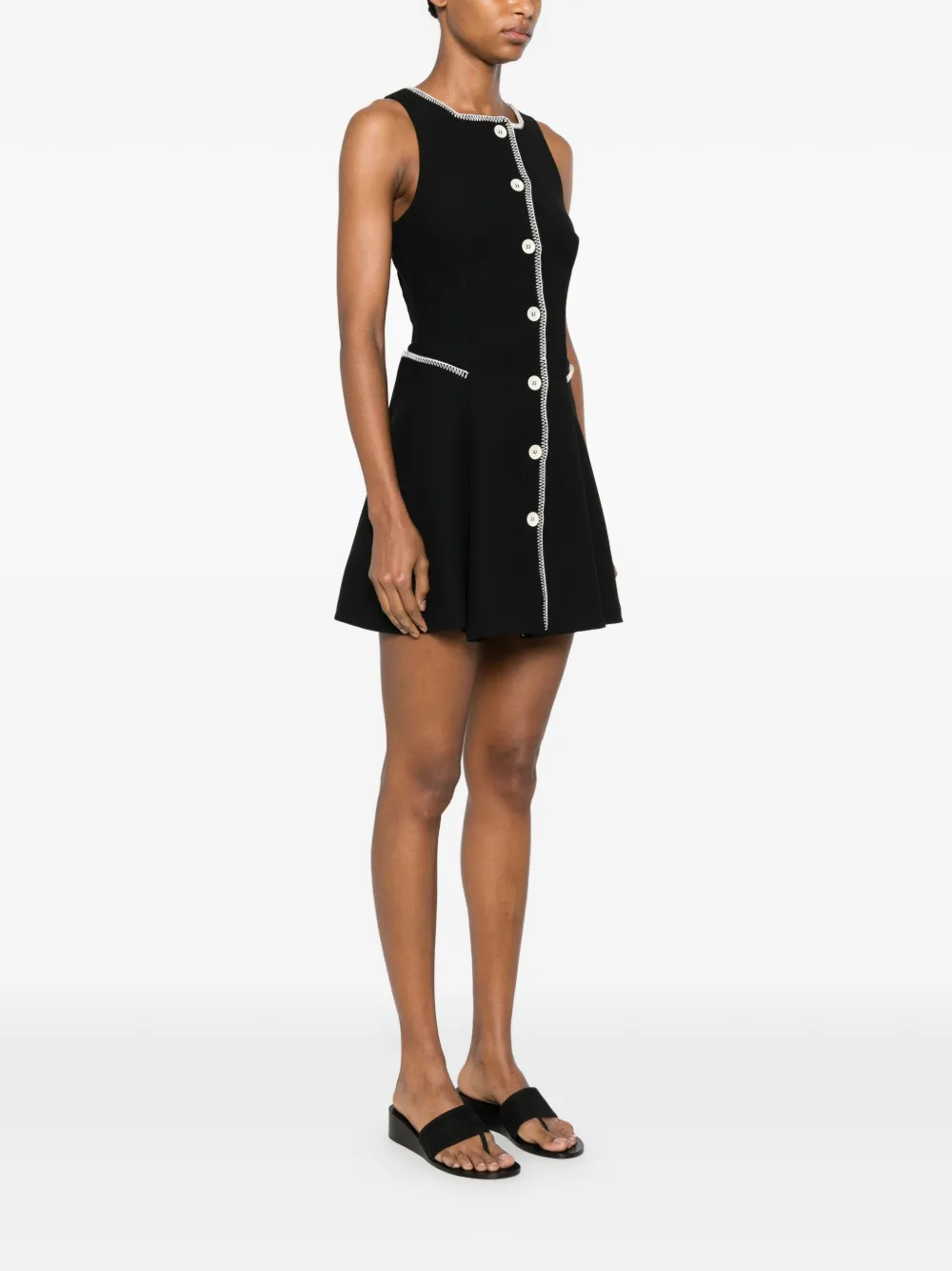Stine Goya Button-up mini-jurk met afwerking Zwart