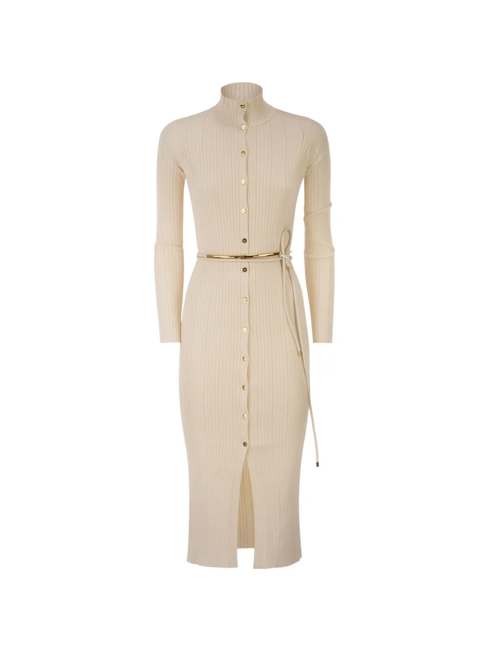 Elisabetta Franchi button-up ribbed-knit dress - Toni neutri