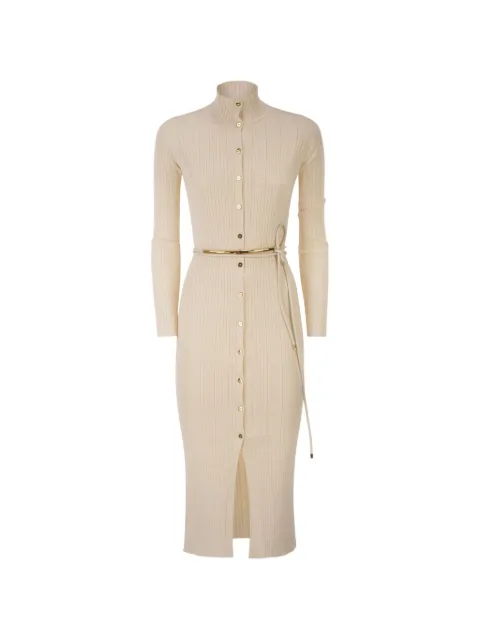 Elisabetta Franchi button-up ribbed-knit dress