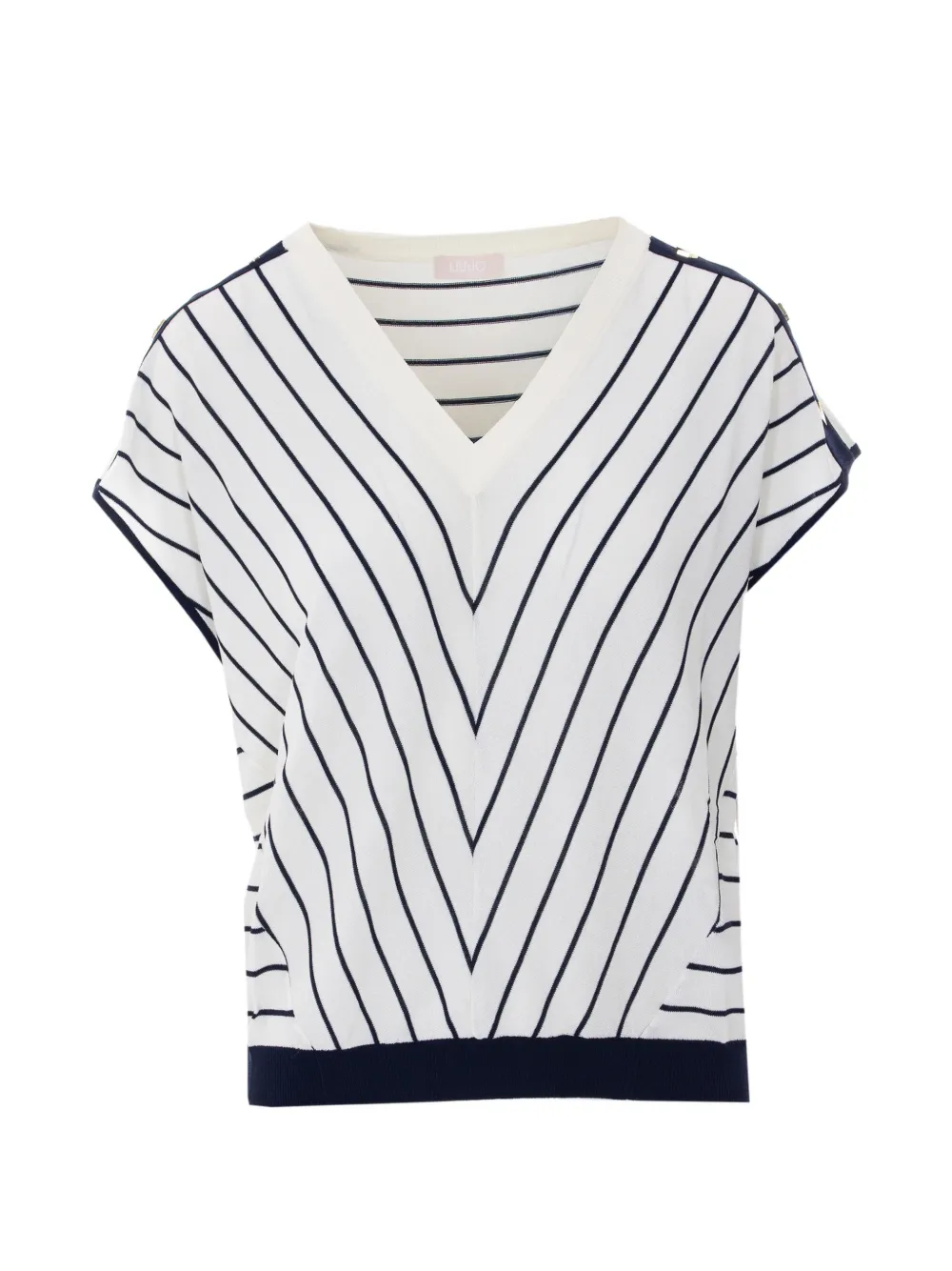 LIU JO striped V-neck T-shirt - Bianco