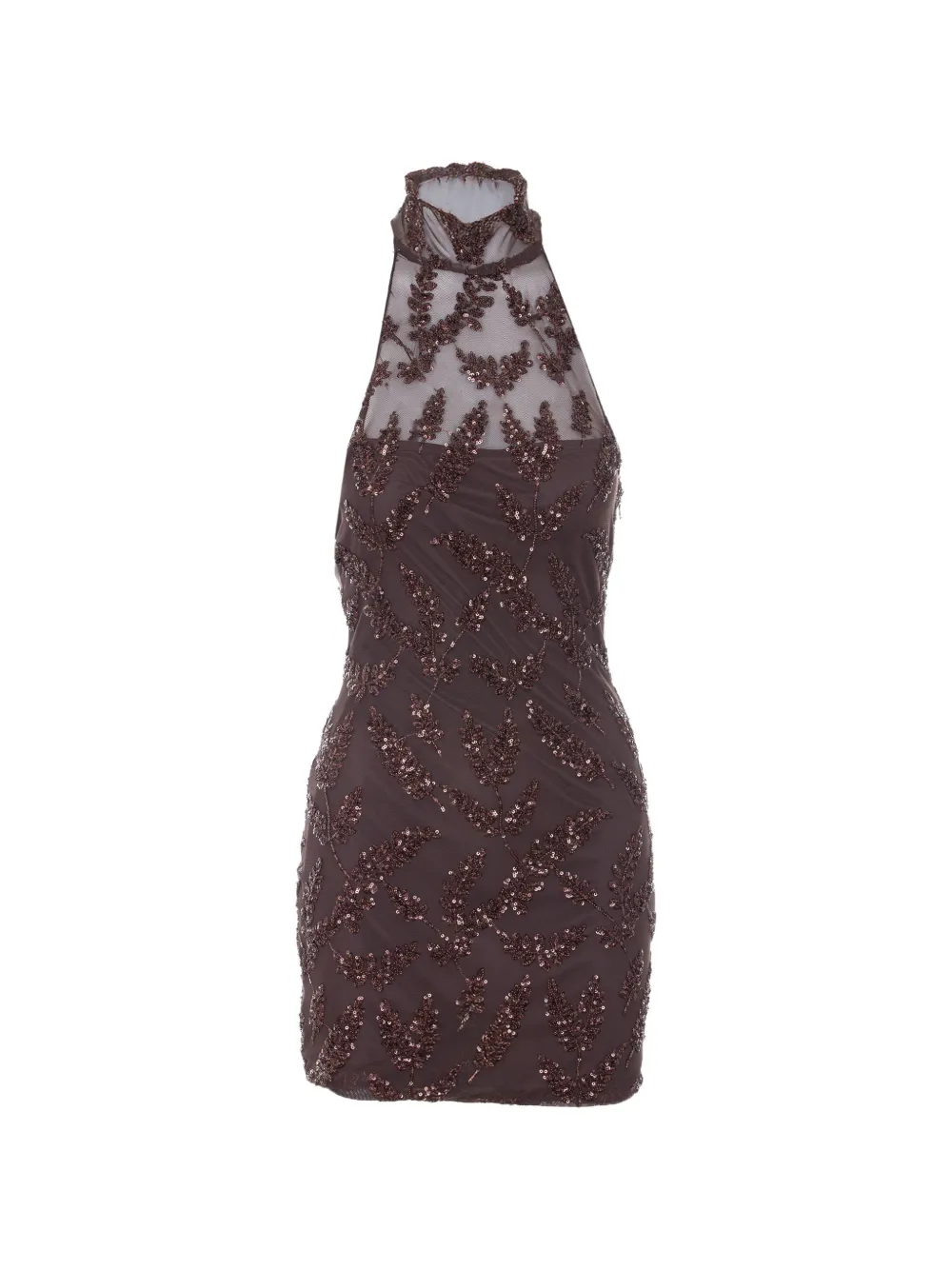 Aniye By Uma halterneck sequin embroidered mini dress - Marrone