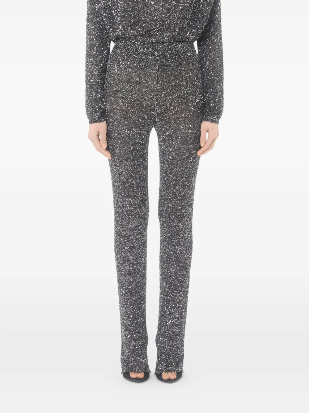 Valentino Garavani Gebreide broek met pailletten Zwart