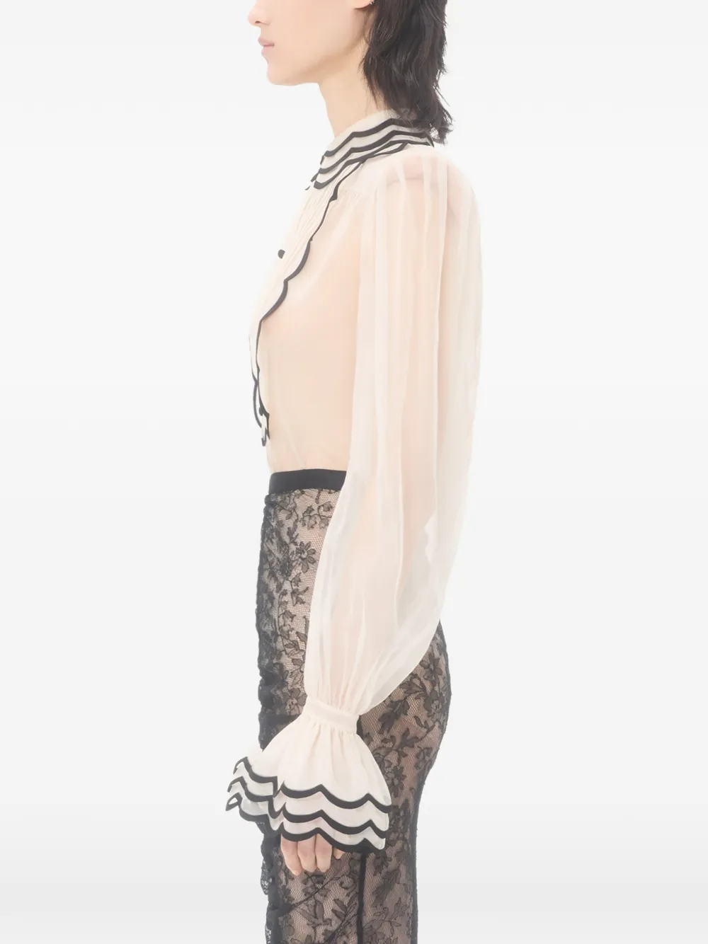 Valentino Garavani Organza blouse met borduurwerk Beige