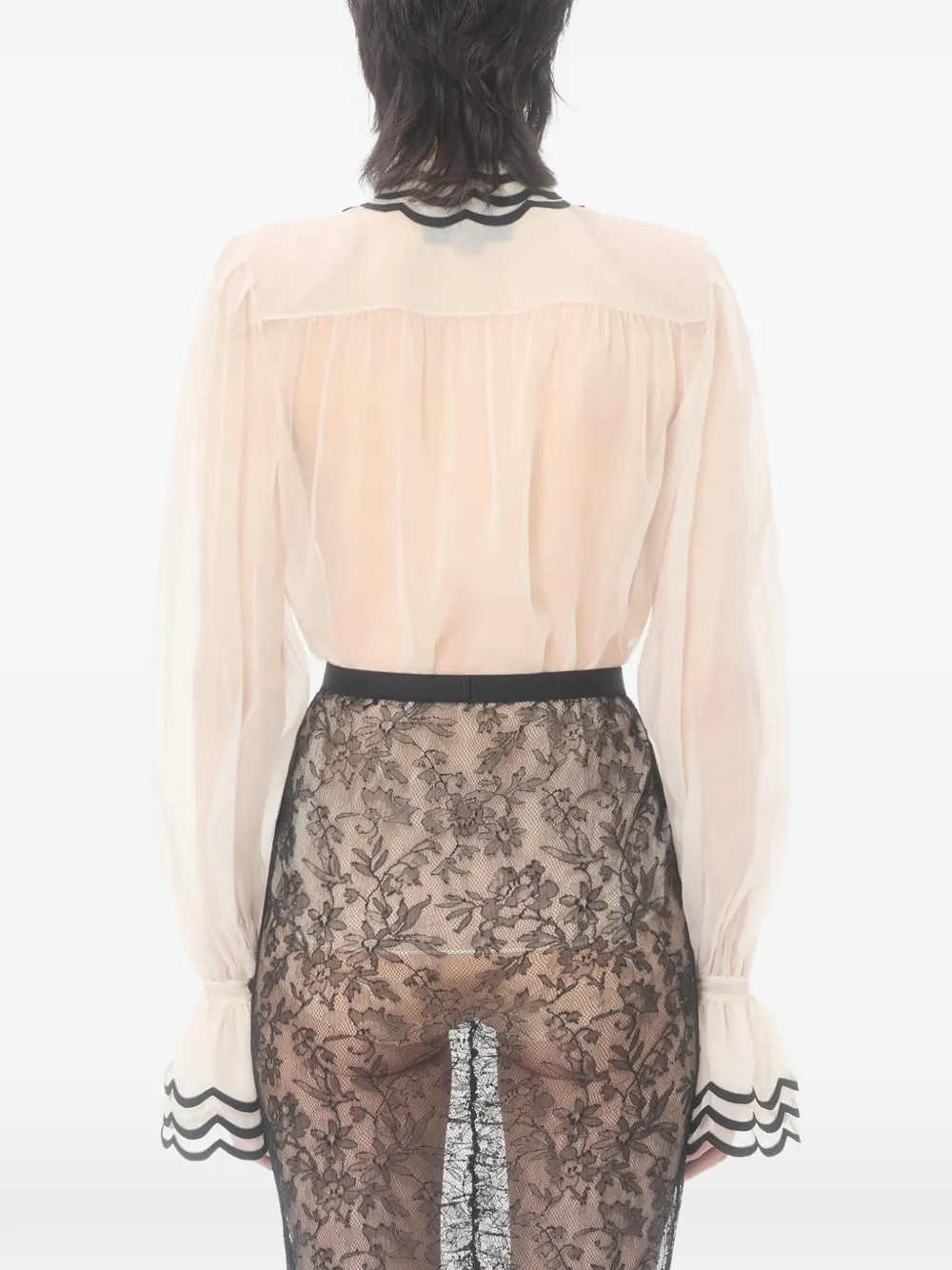 Valentino Garavani Organza blouse met borduurwerk Beige