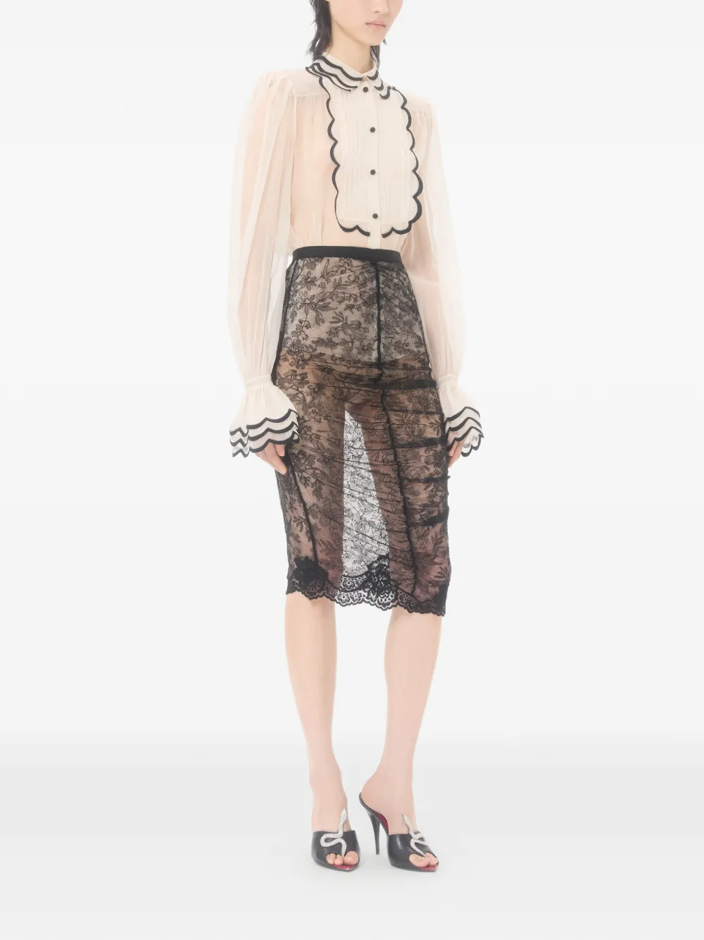  Valentino Garavani Stretch Lace Skirt - Black 