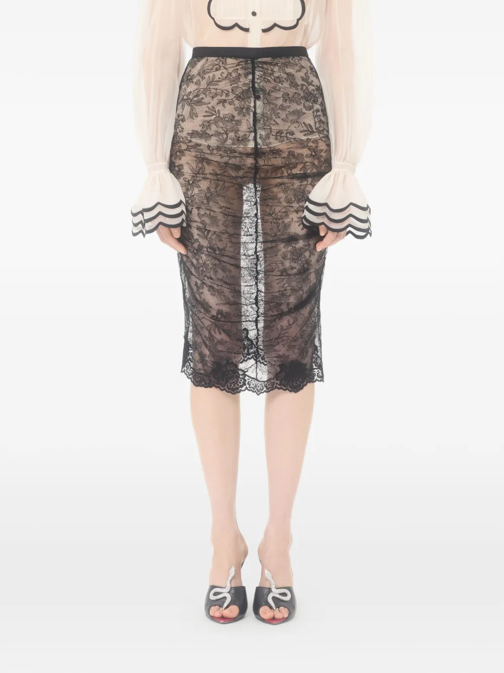  Valentino Garavani Stretch Lace Skirt - Black 