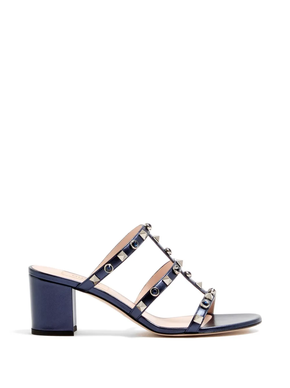 Valentino Garavani Rockstud sandalen van gelamineerde nappa met cabochon Blauw