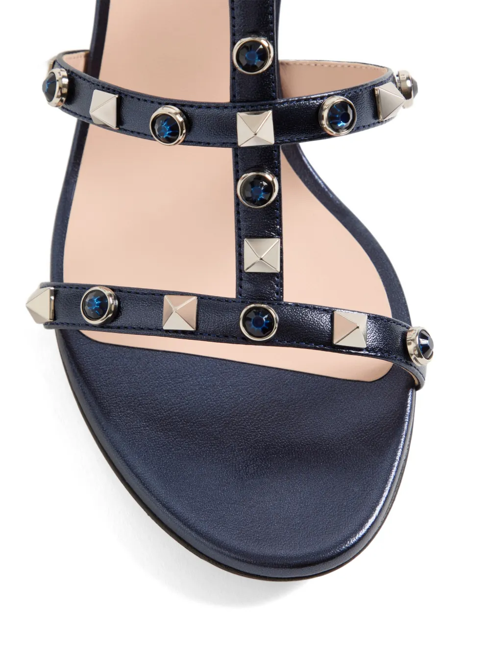 Valentino Garavani Rockstud sandalen van gelamineerde nappa met cabochon Blauw