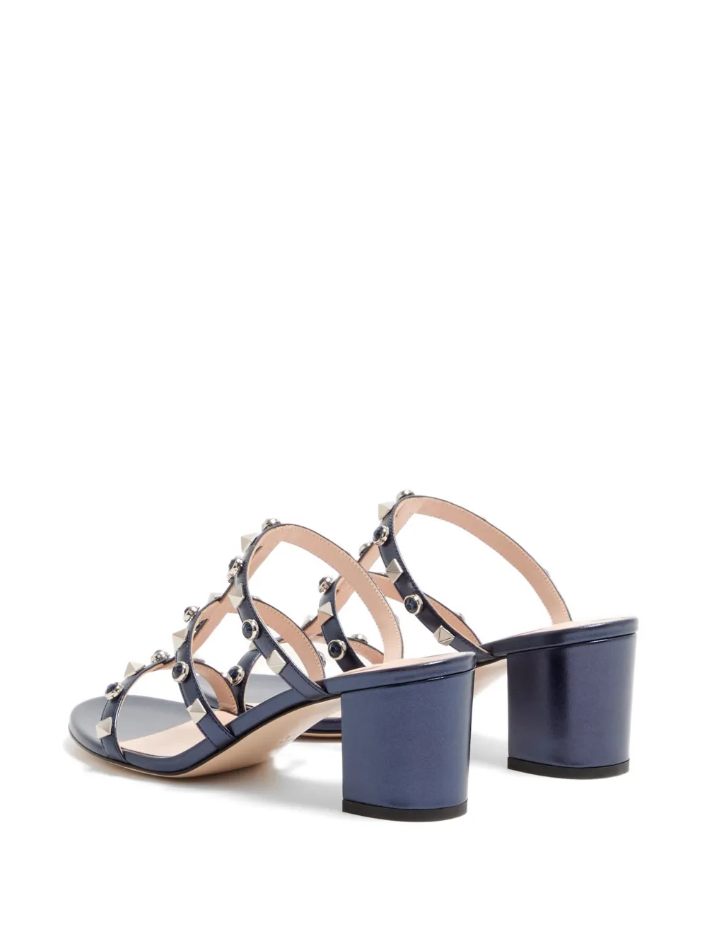 Valentino Garavani Rockstud sandalen van gelamineerde nappa met cabochon Blauw