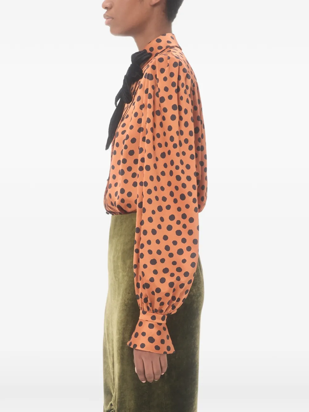 Valentino Garavani Crêpe satijnen blouse met Plus de Pois Dalmata-print Oranje