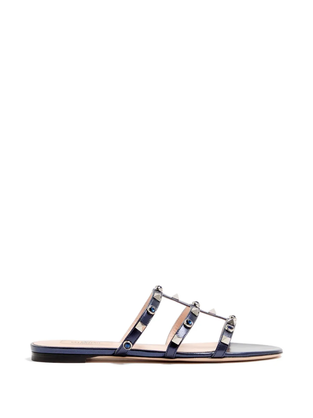 Valentino Garavani Rockstud sandalen van gelamineerde nappa met cabochon Blauw