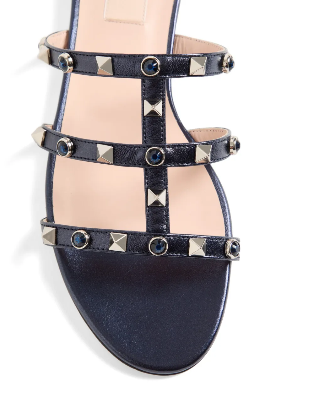 Valentino Garavani Rockstud sandalen van gelamineerde nappa met cabochon Blauw
