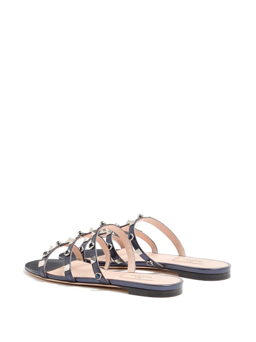 Valentino Garavani Rockstud sandalen van gelamineerde nappa met cabochon Blauw