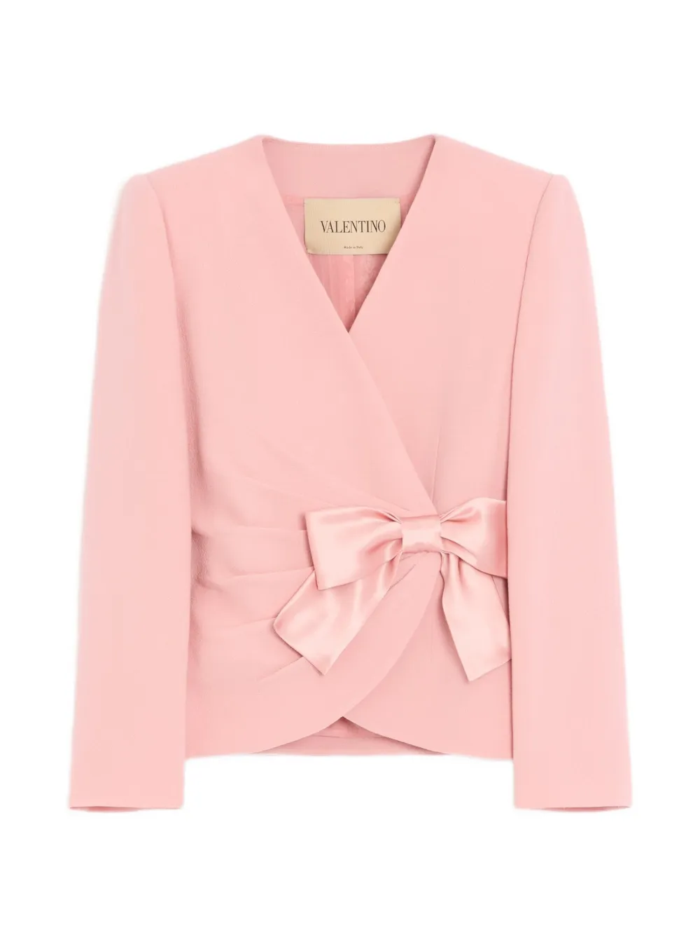 Valentino Garavani wool crepe jacket with contrasting bow - Rosa