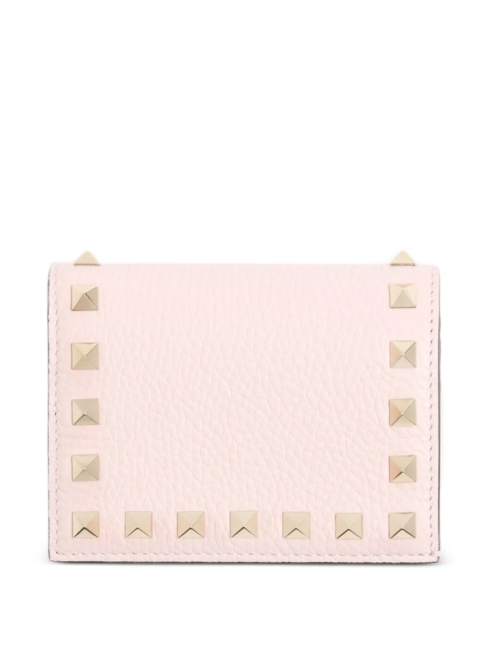 Valentino Garavani small Rockstud grainy calfskin wallet - Rosa
