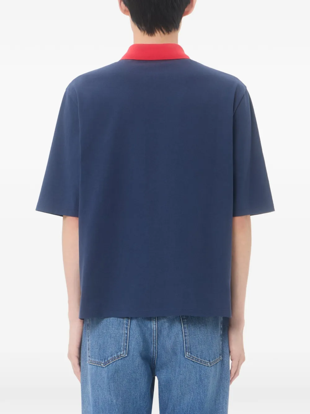 Valentino Garavani Katoenen poloshirt met ingelegde V Blauw